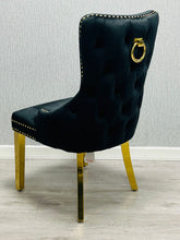 Load image into Gallery viewer, Giselle Black &amp; Gold Velvet Ring Knocker Dining Chair