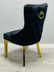 Giselle Black & Gold Velvet Ring Knocker Dining Chair