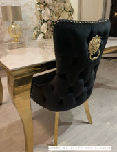 Load image into Gallery viewer, Giselle Black Gold Lion Knocker Dining Chair
