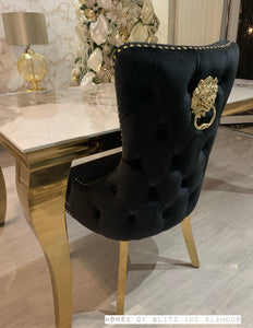 Giselle Black Gold Lion Knocker Dining Chair
