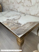 Load image into Gallery viewer, Louis Cream Coffee Table With Gold Legs And Pandora Sintered Top (130cm x 70cm)