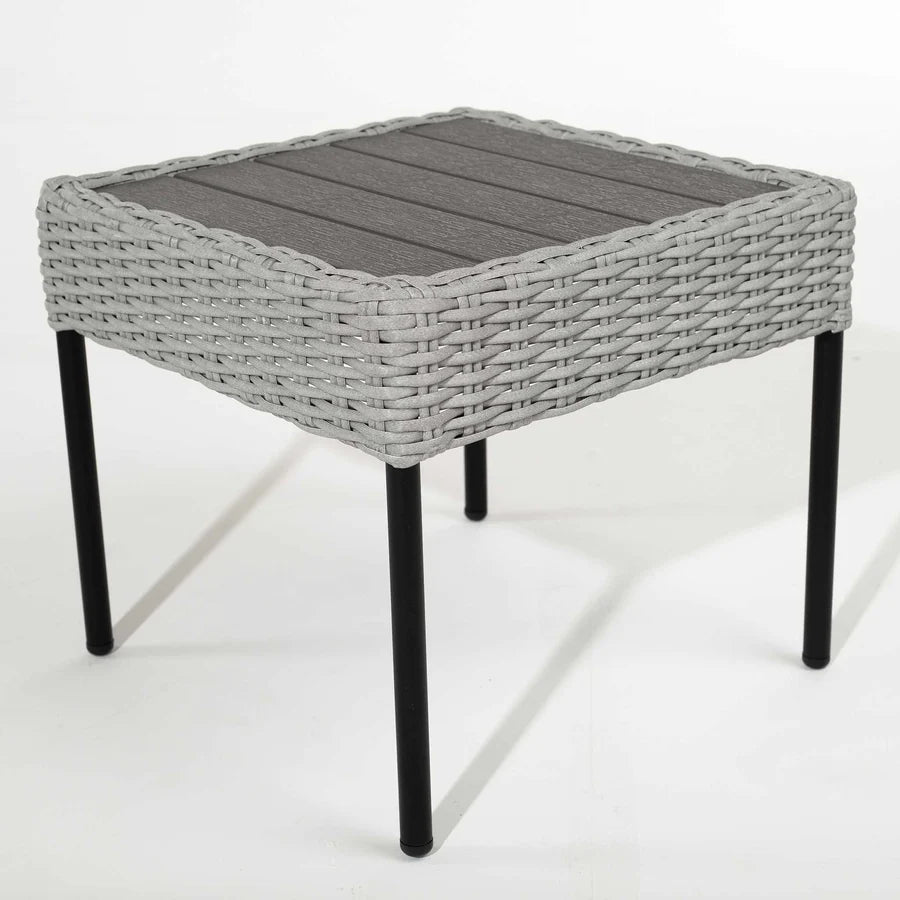 Kensington Set of 2 Sun Loungers with Side Table in Grey Rattan