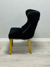 Load image into Gallery viewer, Valentina Black &amp; Gold Velvet Ring Knocker Dining Chair