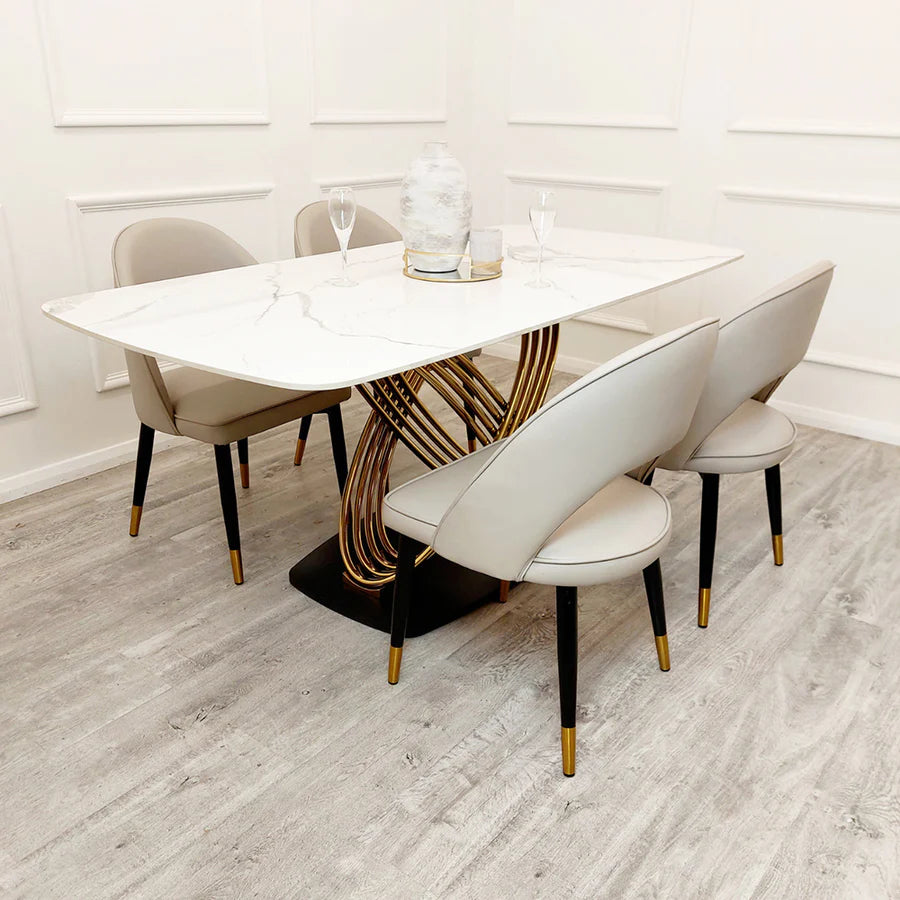 Astro Beige Leather Dining Chair