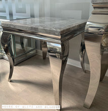 Load image into Gallery viewer, Louis Silver Marble &amp; Stainless Steel Lamp / Side Table