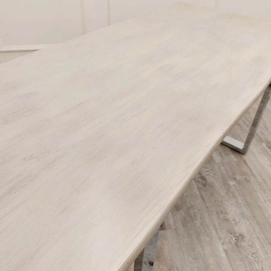 Halo 1.8 Dining Table Solid Light Pine wood with Chrome Metal Legs