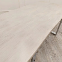 Load image into Gallery viewer, Halo 1.8 Dining Table Solid Light Pine wood with Chrome Metal Legs