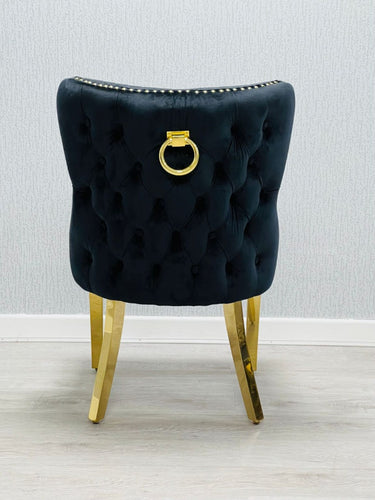 Valentina Black & Gold Velvet Ring Knocker Dining Chair