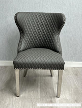 Load image into Gallery viewer, Valentina Grey Pu Lion Knocker Dining Chair