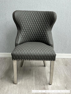 Valentina Grey Pu Lion Knocker Dining Chair