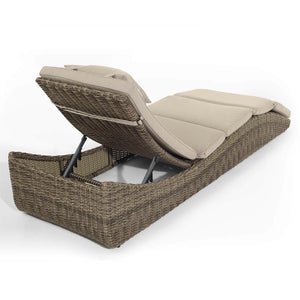 Kensington Set of 2 Sun Loungers with Side Table in Brown Rattan