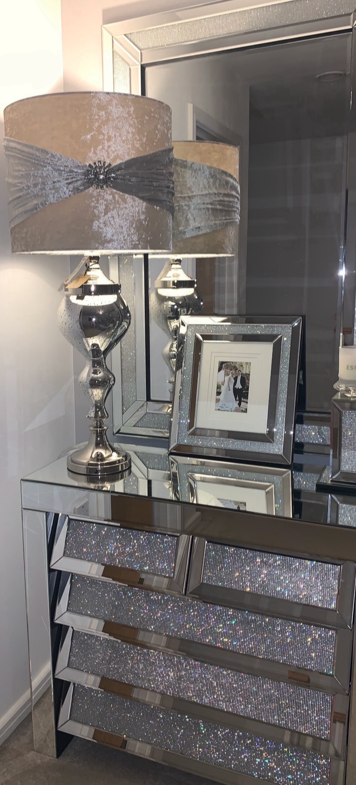 Silver mirrored sideboard deals