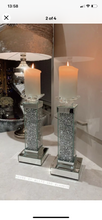 Load image into Gallery viewer, Crushed Diamond Crystal Mirror &amp; Glass Candle Holder