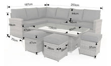 Load image into Gallery viewer, Mayfair Rattan Garden Set With Corner Sofa, Rising Coffee To Dining Table &amp; 3 Stools