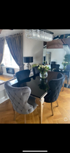 Load image into Gallery viewer, Camilla Black French Plush Tufted Winged Velvet Dining Chair