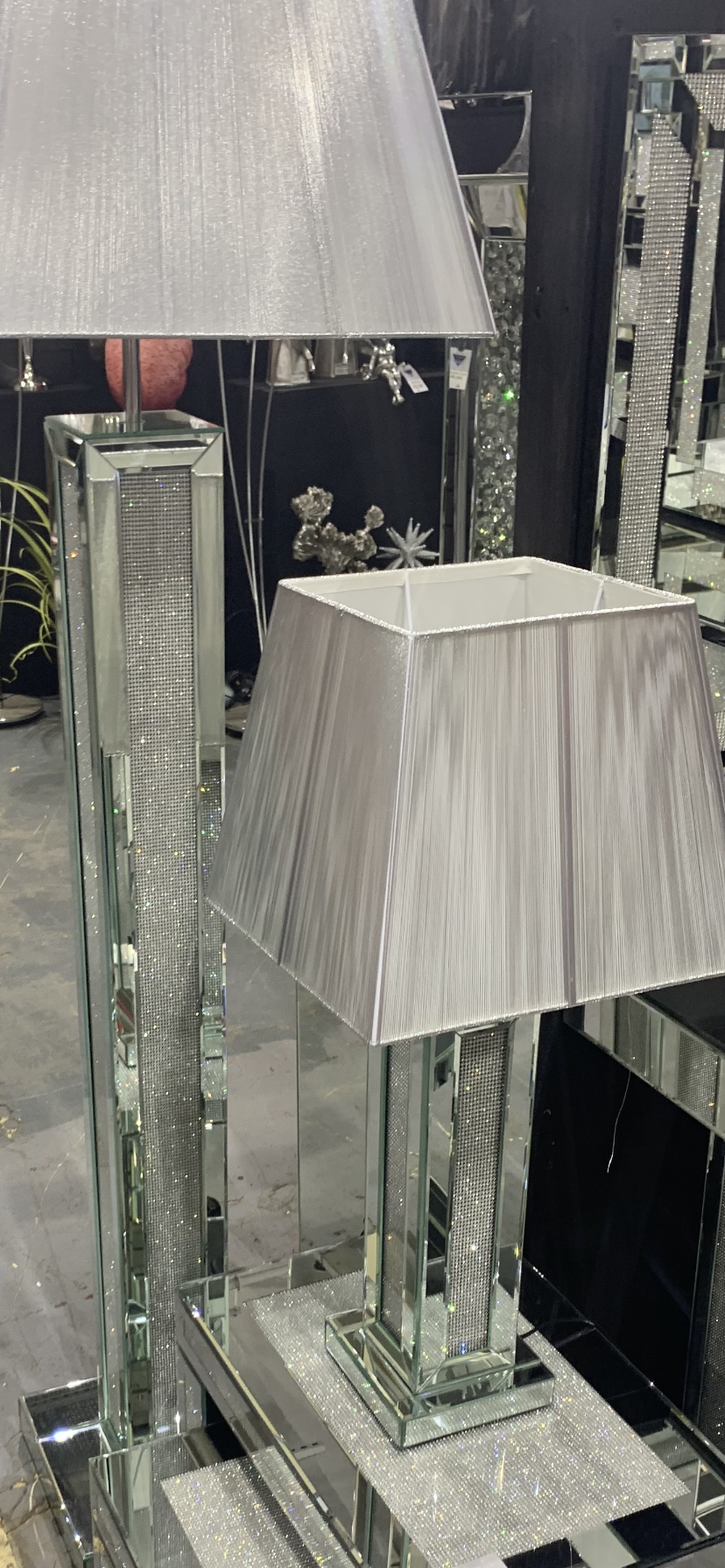 Glitz And Glamour Silver Mirrored Table Lamp