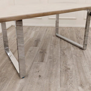 Halo 1.8 Dining Table Solid Light Pine wood with Chrome Metal Legs