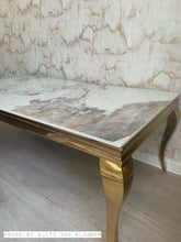 Load image into Gallery viewer, Louis Cream Coffee Table With Gold Legs And Pandora Sintered Top (130cm x 70cm)