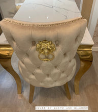Load image into Gallery viewer, Giselle Cream Gold Lion Knocker Dining Chair