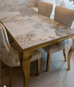 Giselle Cream Gold Lion Knocker Dining Chair