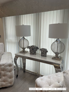 Louis Cream Marble & Chrome Console Table 120cm x 40cm x 75cm