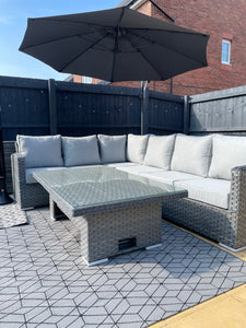 Miami Corner Rattan Sofa Dining Set In Grey