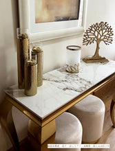 Load image into Gallery viewer, Louis Cream Console Table With Gold Legs And Sintered Pandora Top 140cm x 40cm x 75cm