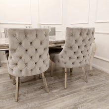 Load image into Gallery viewer, Bentley Light Grey Velvet Studded Back Chrome Leg Dining Chair