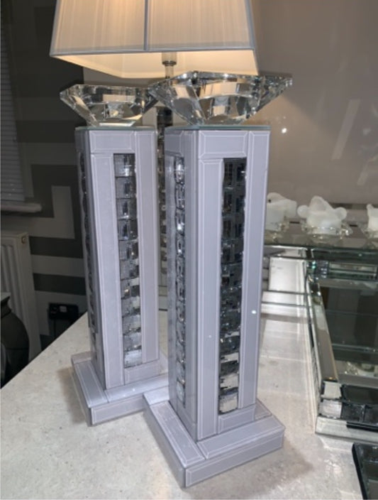 White Gloss Crystal Candle Holder