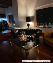 Load image into Gallery viewer, Louis Coffee Table Gold Legs with Black Glass Top (130cm x 70cm)