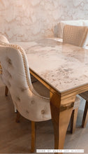 Load image into Gallery viewer, Louis Cream Dining Table With Gold Legs And Pandora Marble Top