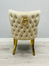 Load image into Gallery viewer, Valentina Cream &amp; Gold Velvet Ring Knocker Dining Chair