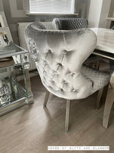 Load image into Gallery viewer, Valentina Brushed Silver Velvet Lion Knocker Dining Chair