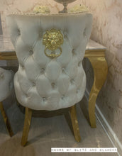 Load image into Gallery viewer, Giselle Cream Gold Lion Knocker Dining Chair