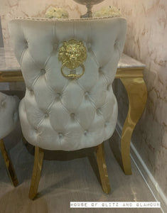 Giselle Cream Gold Lion Knocker Dining Chair