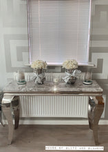 Load image into Gallery viewer, Louis Silver Marble &amp; Stainless Steel Console Table 140cm x 40cm x 75cm