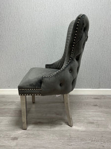 Giselle Dark Grey & Chrome Velvet Ring Knocker Dining Chair