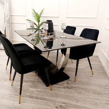 Load image into Gallery viewer, Jupiter 1.6 Chrome Dining Table with Black Sintered Stone Top