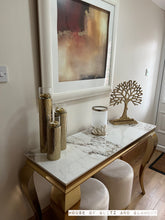 Load image into Gallery viewer, Louis Cream Console Table With Gold Legs And Sintered Pandora Top 140cm x 40cm x 75cm
