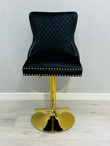 Giselle Black & Gold Velvet Ring Knocker Bar Stool