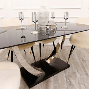 Jupiter 1.6 Chrome Dining Table with Black Sintered Stone Top