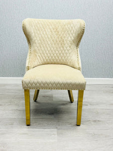 Valentina Cream & Gold Velvet Ring Knocker Dining Chair