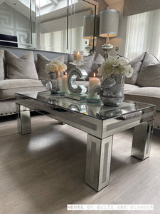 Glitz And Glamour Silver Mirror Coffee Table 110cm x 60cm