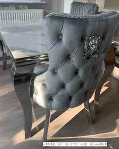 Giselle Grey Silver Lion Knocker Dining Chair