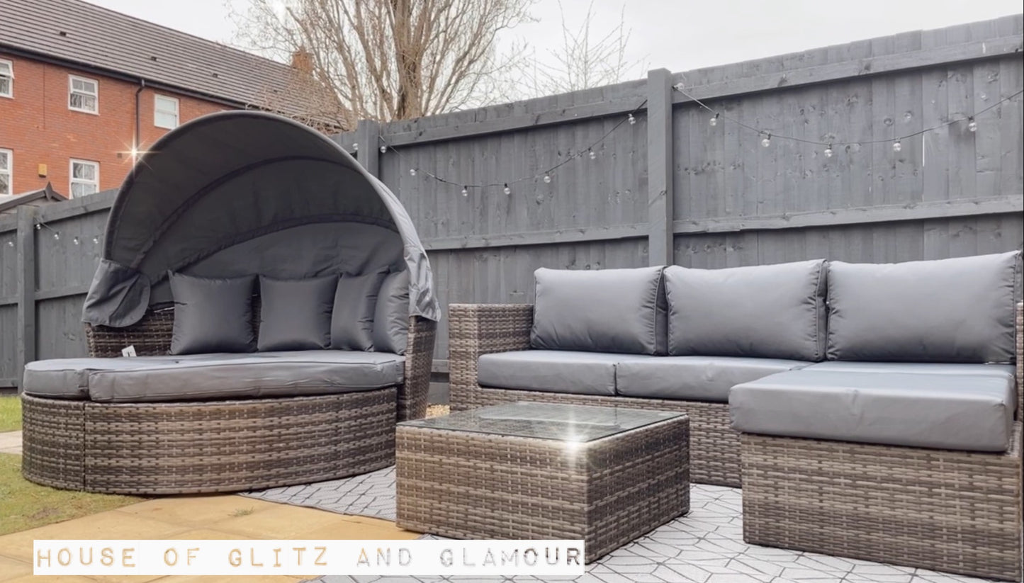 Mykonos Rattan Day Bed Sun Lounger & Table Set