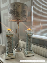 Load image into Gallery viewer, 2 x Crushed Diamond Crystal Mirror &amp; Glass Candle Holder