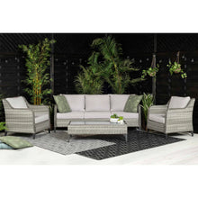 Load image into Gallery viewer, Camden 3 Seater Sofa with 2 Armchairs and Coffee Table in Grey Rattan