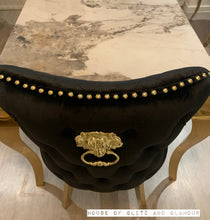 Load image into Gallery viewer, Louis Cream Dining Table With Gold Legs And Pandora Marble Top