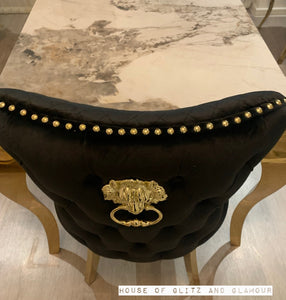 Louis Cream Dining Table With Gold Legs And Pandora Sintered Top