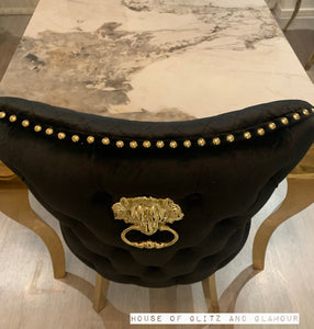 Louis Cream Dining Table With Gold Legs And Pandora Marble Top